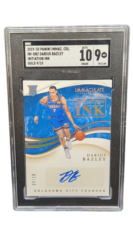 2019-20 Panini Immac. Col. Darius Bazley Initiation Ink Gold 9/10 RC Auto 10 SGC 9