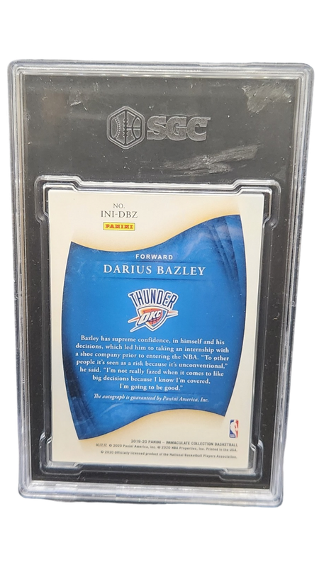 2019-20 Panini Immac. Col. Darius Bazley Initiation Ink Gold 9/10 RC Auto 10 SGC 9