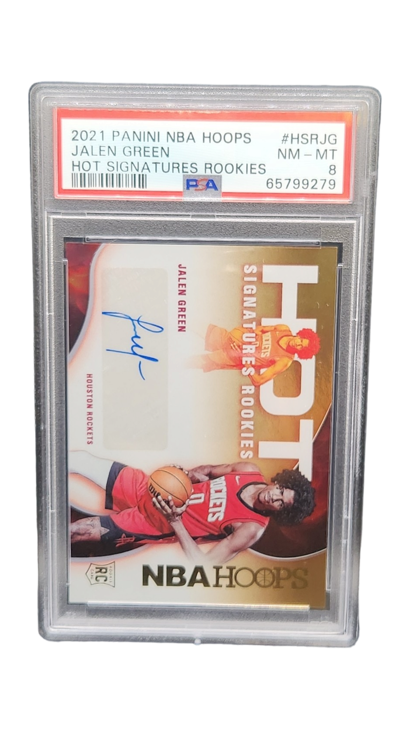 2021 Panini NBA Hoops Jalen Green Hot SIgnature Rookies Auto RC PSA 8
