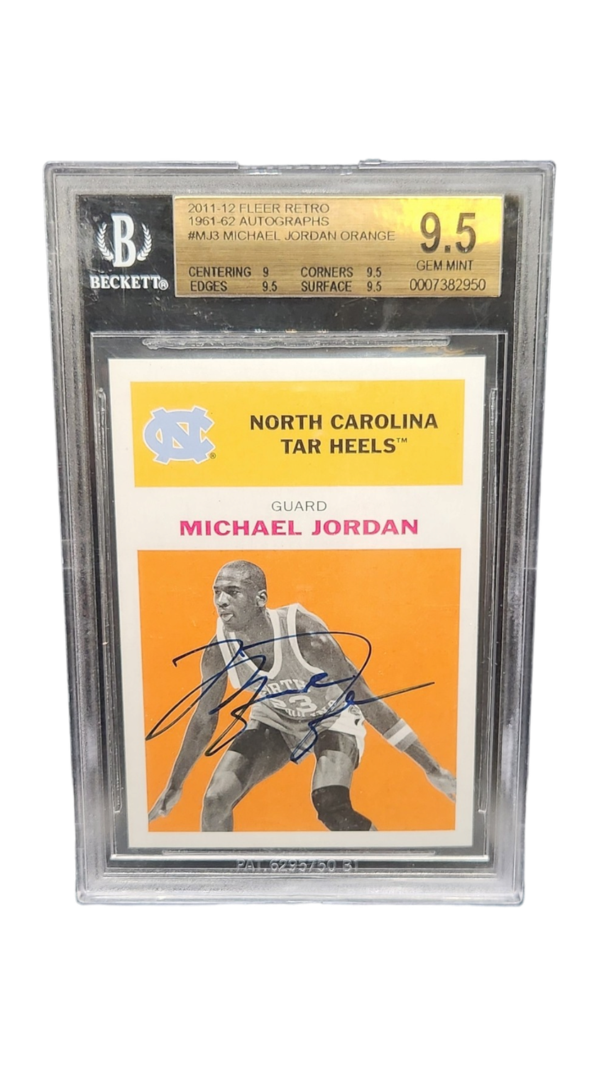 2011-12 Fleer Retro 1961-62 Autographs Michael Jordan Orange Beckett 9.5