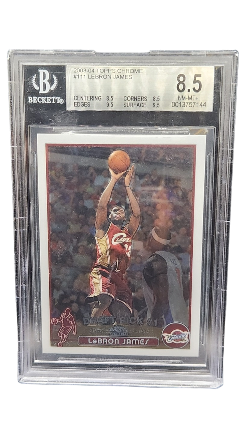 2003-04 Topps Chrome #111 Lebron James Beckett 8.5