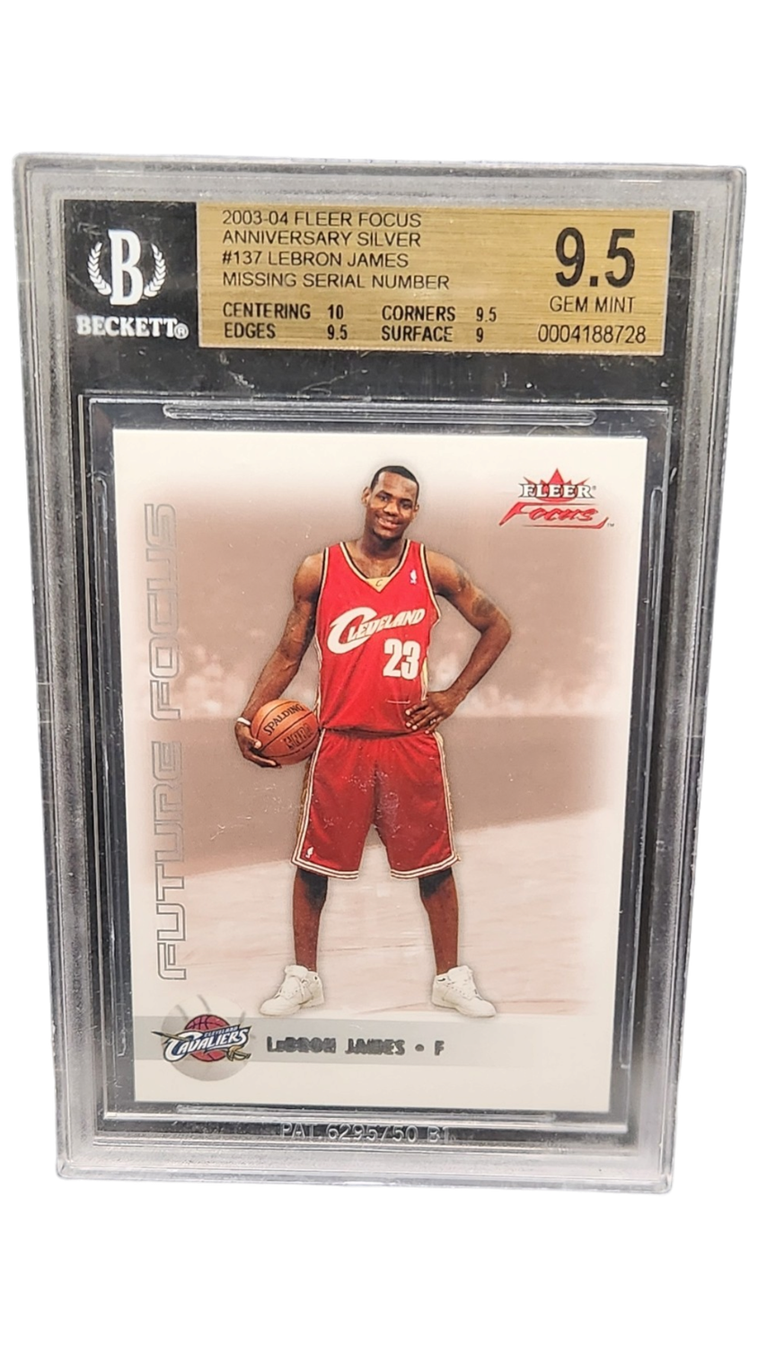 2003-04 Fleer Focus Anniversary Silver Lebron James Missing Serial Number Beckett 9.5