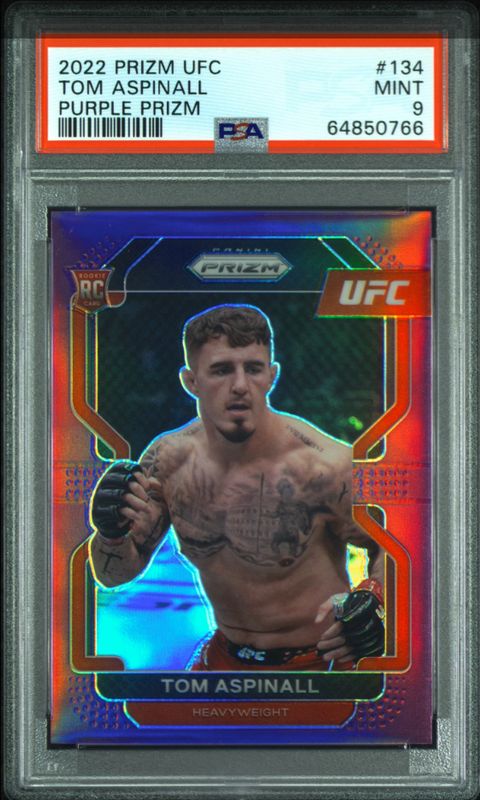 2022 Prizm UFC Tom Aspinall Purple Prizm RC 86/149 PSA 9