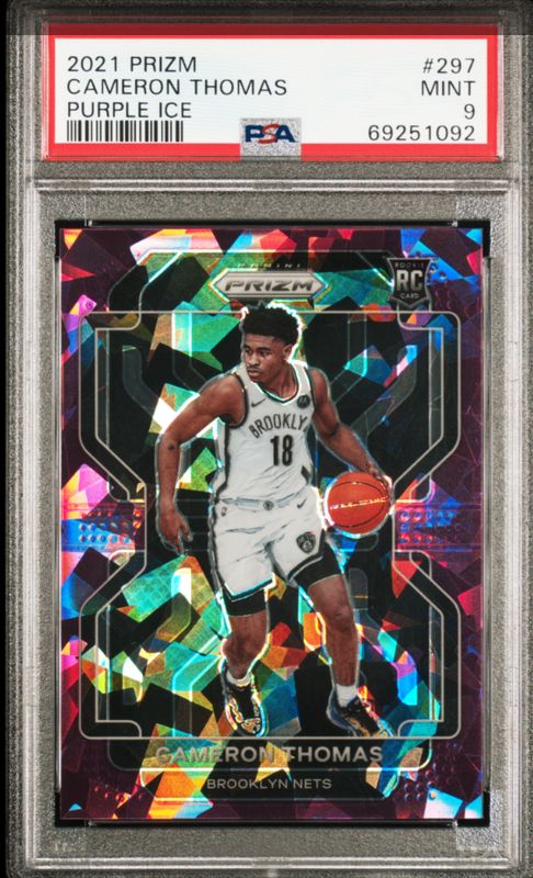 2021 Prizm Cameron Thomas Purple Ice RC 70/149 PSA 9