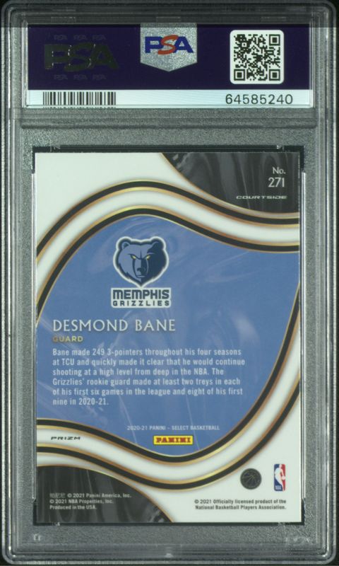 2020 Panini Select Desmond Bane Silver Prizm RC #271 PSA 10