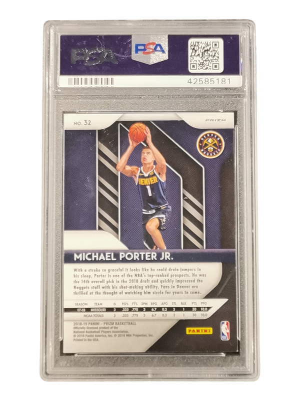 2018 Panini Prizm Michael Porter Jr. Silver Prizm RC #32 PSA 10