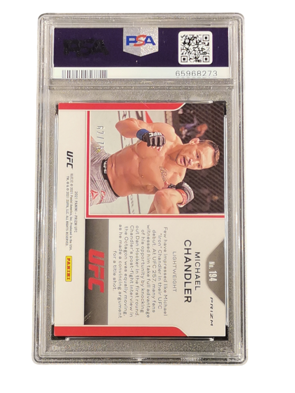 2021 Panini Prizm UFC Michael Chandler Neon Green Prizm RC 62/75 PSA 9