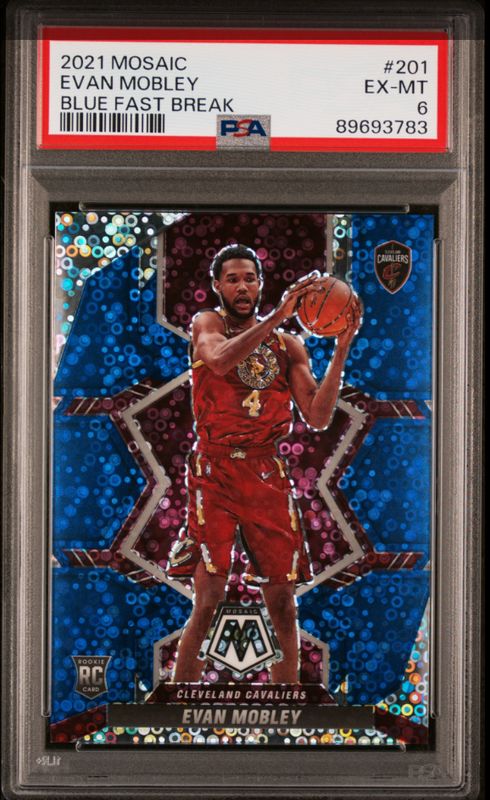 2021 Mosaic Evan Mobley Blue Fast Break RC 84/85 #201 PSA 6