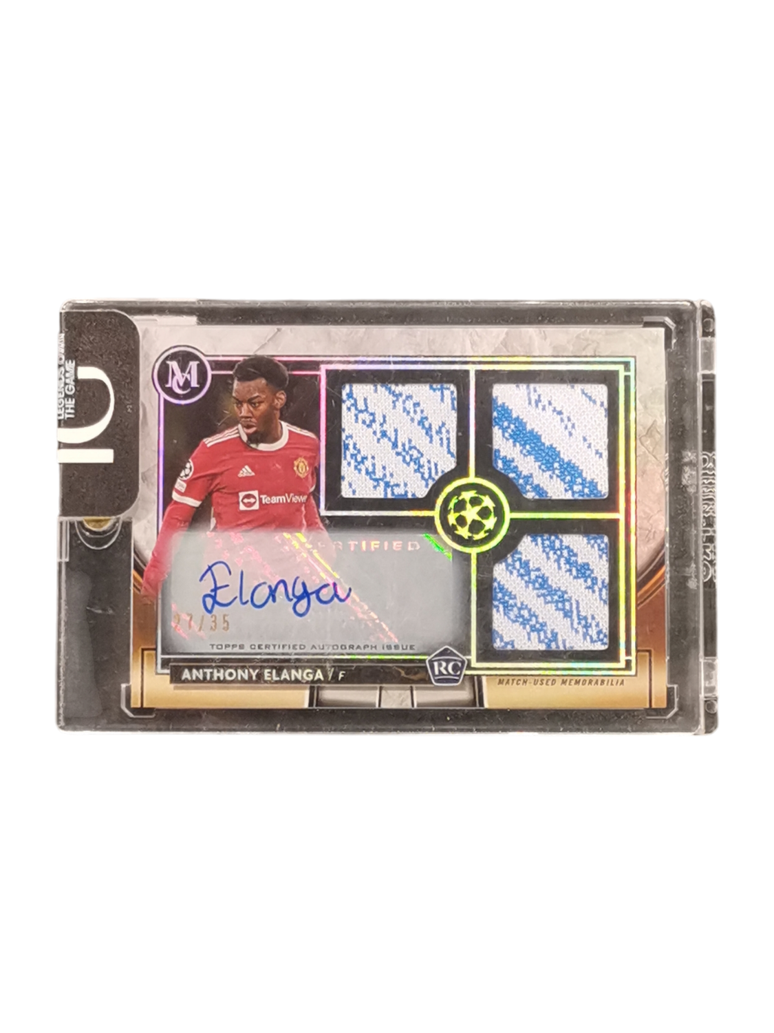 2021/22 Topps UCL Museum Coll. Anthony Elanga Auto Triple Relic Card