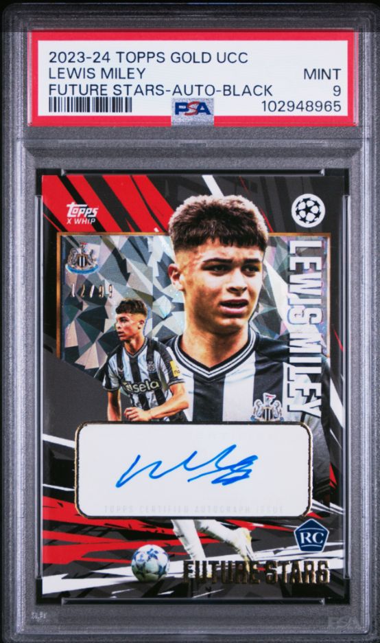 2023-24 Topps Gold UCC Lewis Miley Future Stars Black Auto 12/99 PSA 9