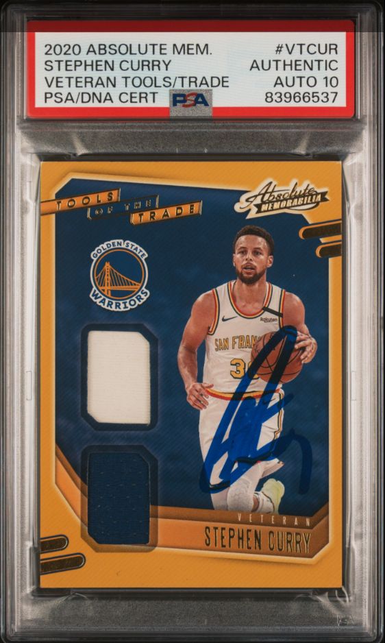 2020 Absolute Mem. Stephen Curry Veteran Tools/Trade #VTCUR PSA Auto 10