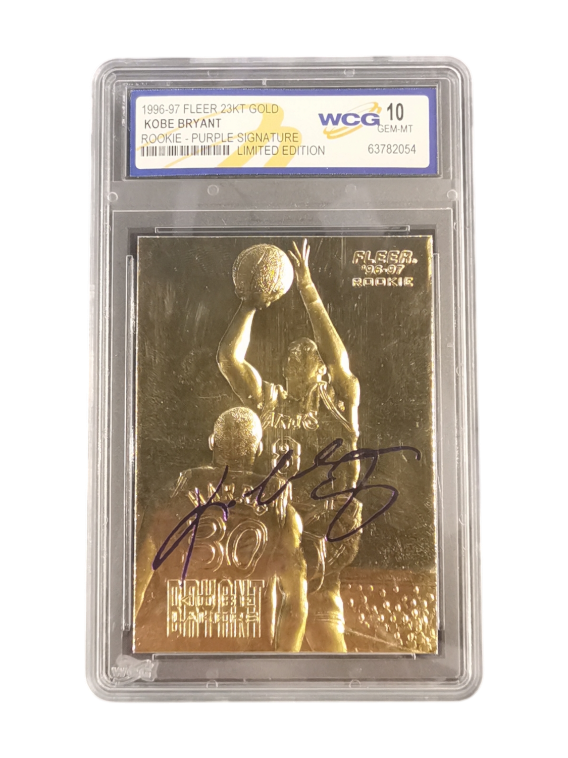 1996-97 Fleer 23KT Gold Kobe Bryant Rookie -Purple Sugnature Limited Edition WCG 10