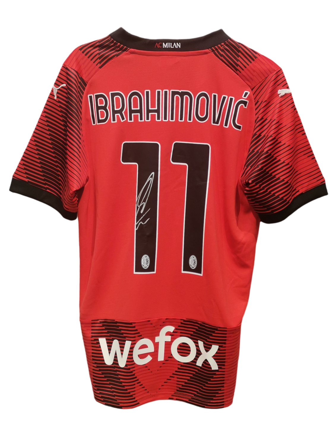 Zlatan Ibrahimovic Signed Modern AC Milan Home Shirt
