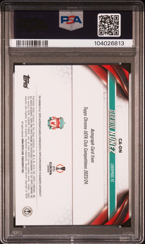 2023-24 Topps Chrome UCC Darwin Nunez Autograph #DN PSA 10