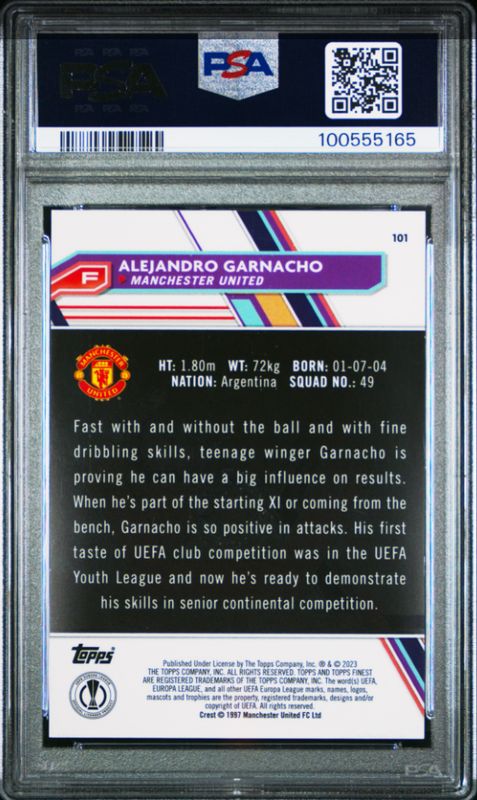 2022-23 Finest UCC Alejandro Garnacho Gold Refractor #101 PSA 9