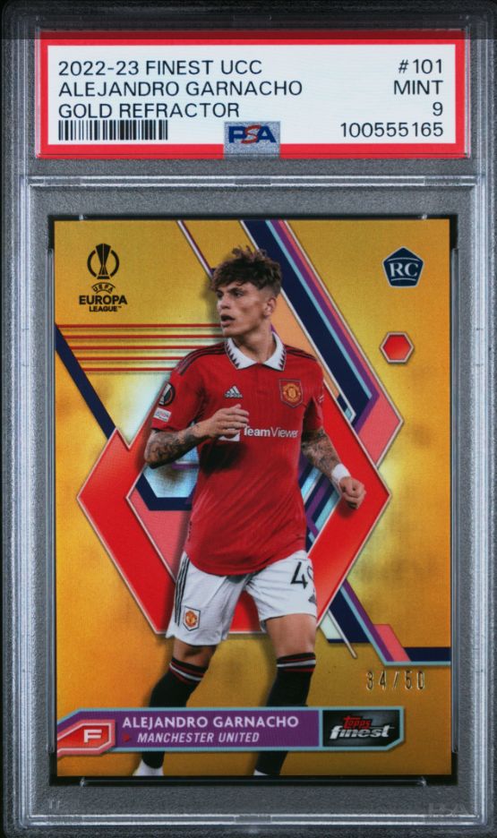 2022-23 Finest UCC Alejandro Garnacho Gold Refractor #101 PSA 9