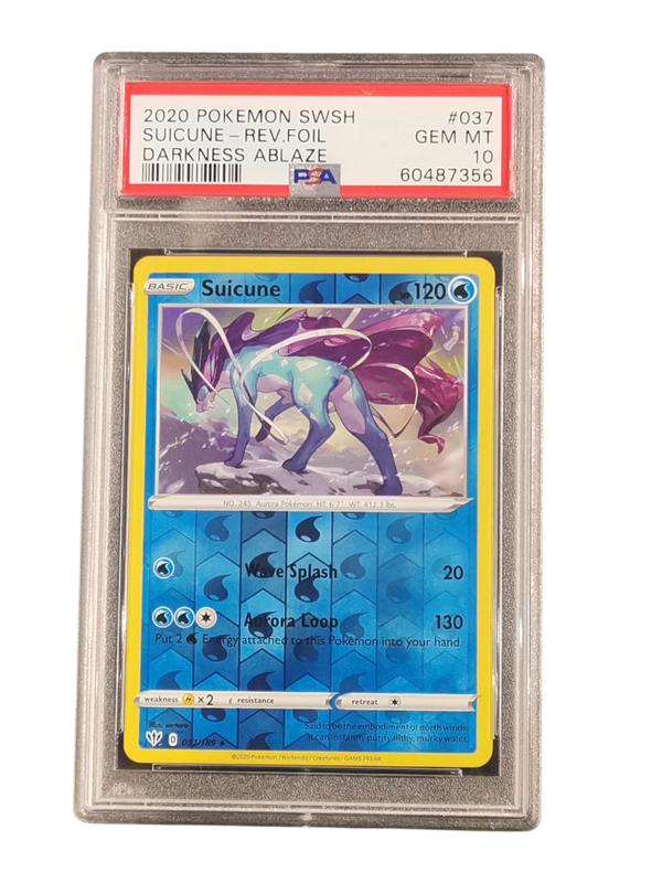 2020 Pokemon SWSH Suicune - Rev.Foil Darkness Ablaze #037 PSA 10