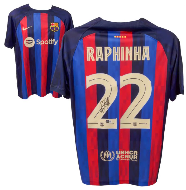 Raphinha Signed FC Barcelona Home Soccer Jersey #22