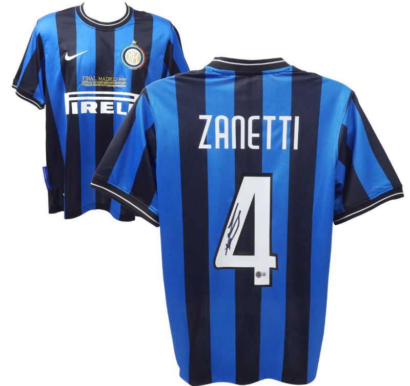 Javier Zanetti Signed Inter Milan Home Soccer Jersey #4