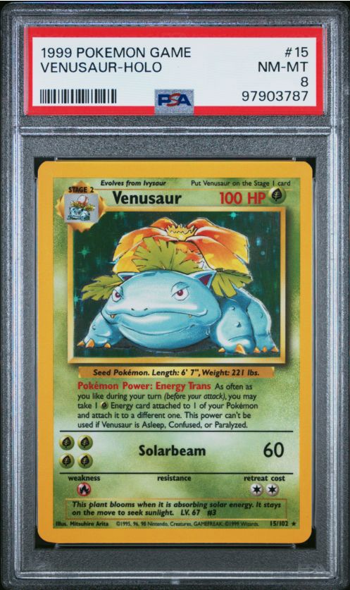 1999 Pokemon Game Venusaur- Holo #15 PSA 8