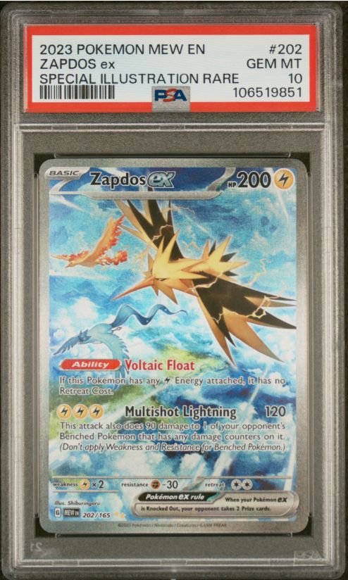 2023 Pokemon Mew En Zapdos ex Special Illustration Rare #202 PSA 10