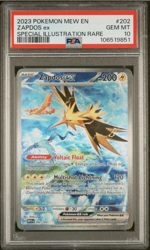 2023 Pokemon Mew En Zapdos ex Special Illustration Rare #202 PSA 10