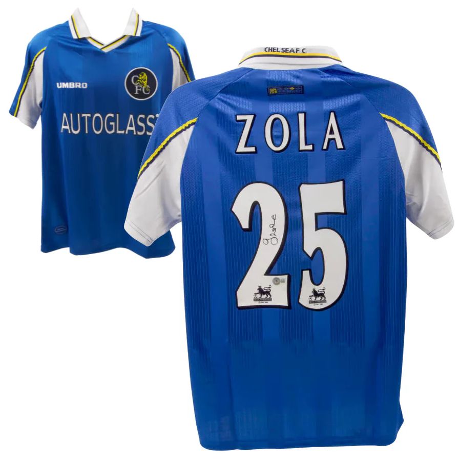 Gianfranco Zola #25 Chelsea 97/98 Home Signed Jersey