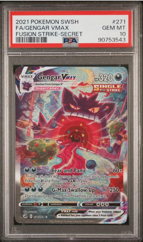 2021 Pokemon Swsh #271 Fa/Gengar Vmax PSA 10