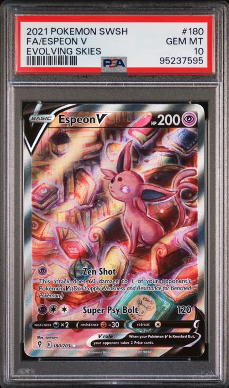 2021 Pokemon SWSH FA/Espeon V Evolving Skies #180 PSA 10