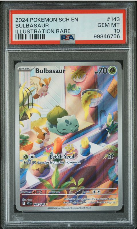 2024 Pokemon SCR En Bulbasaur Illustration Rare #143 PSA 10