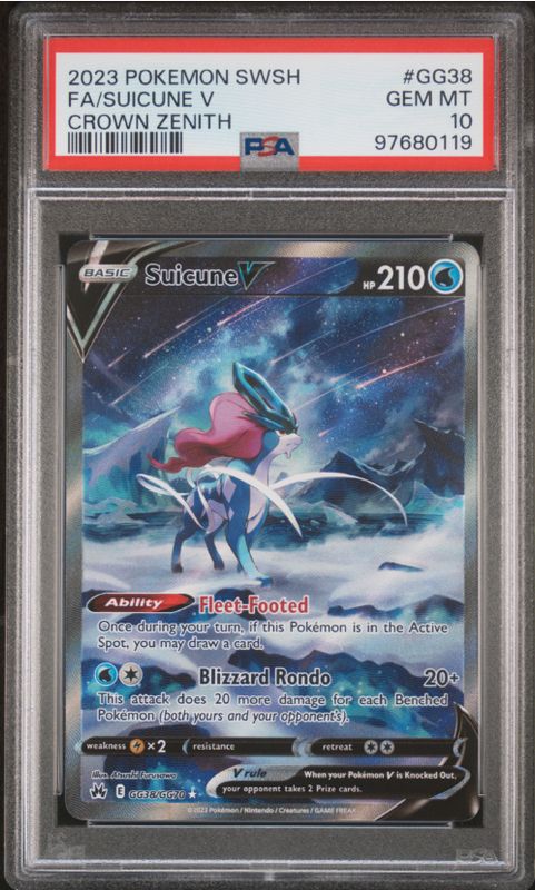 2023 Pokemon SWSH Fa/Suicune V Crown Zenith #GG38 PSA 10