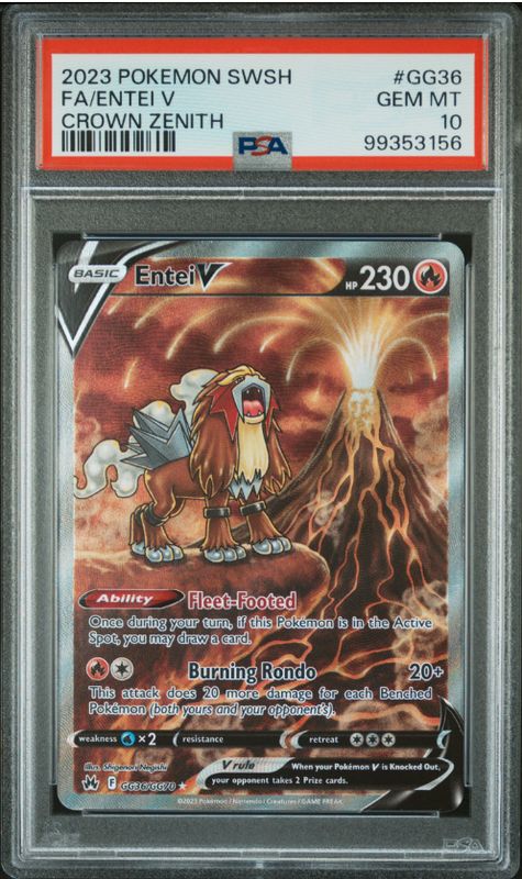 2023 Pokemon SWSH FA/Entei V Crown Zenith #GG36 PSA 10