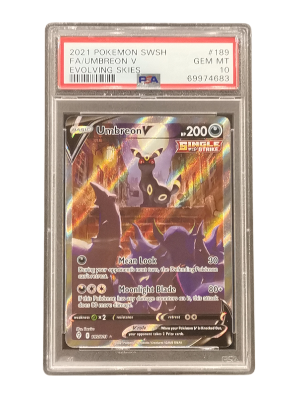 2021 Pokemon SWSH FA/Umbreon V Evolving Skies #189 PSA 10