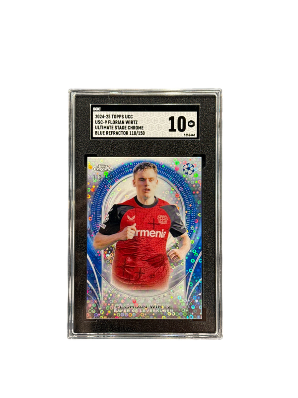 2024-25 Topps UCC USC-9 Florian Wirtz Ultimate Stage Chrome Blue Refractor 110/150 GM 10