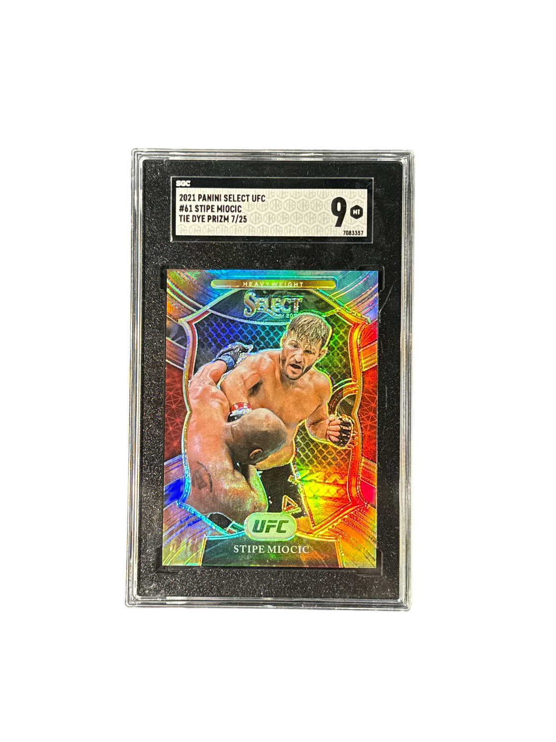 2021 Panini Select UFC #61 Stipe Miocic Tie Dye Prizm 7/25 Mint 9