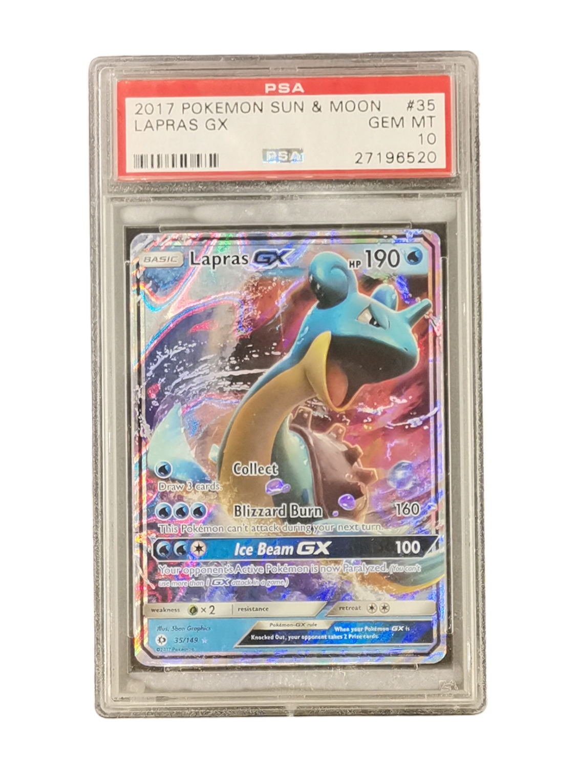 2017 Pokemon Sun&amp;Moon Lapras Gx #35 PSA 10