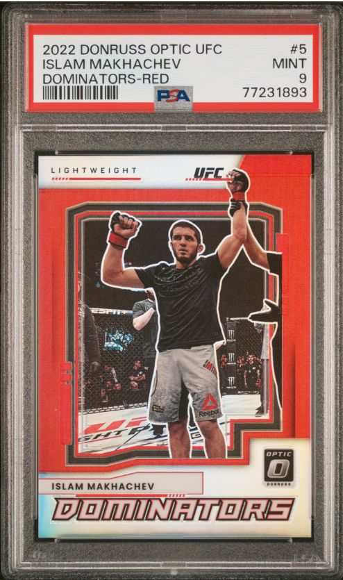 2022 Donruss Optic UFC Islam Makhachev Dominators-Red #5 PSA 9