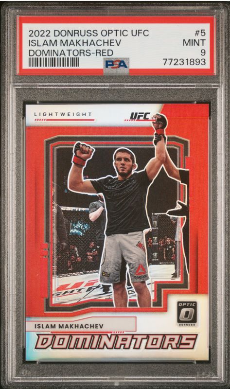 2022 Donruss Optic UFC Islam Makhachev Dominators-Red #5 PSA 9