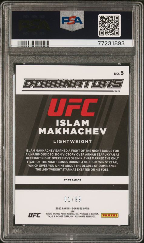2022 Donruss Optic UFC Islam Makhachev Dominators-Red #5 PSA 9