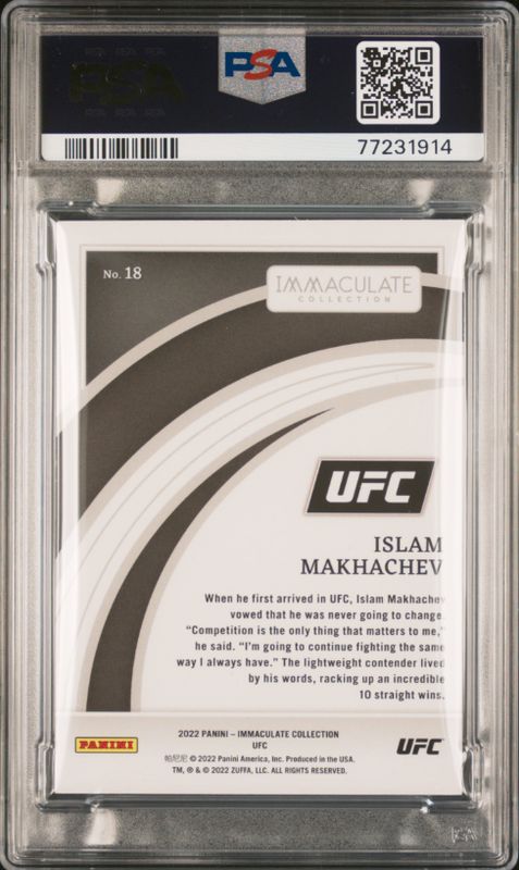 2022 Immaculate UFC Islam Makhachev #18 PSA 8