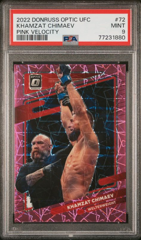 2022 Donruss Optic UFC Khamzat Chimaev Pink Velocity #72 PSA 9