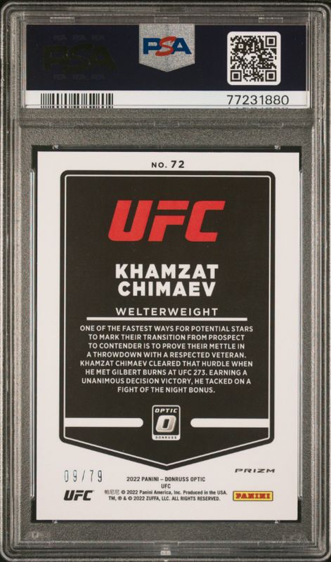 2022 Donruss Optic UFC Khamzat Chimaev Pink Velocity #72 PSA 9