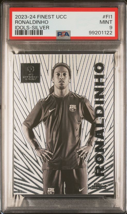2023-24 Finest UCC Ronaldinho Idols-Silver #FI1 PSA 9