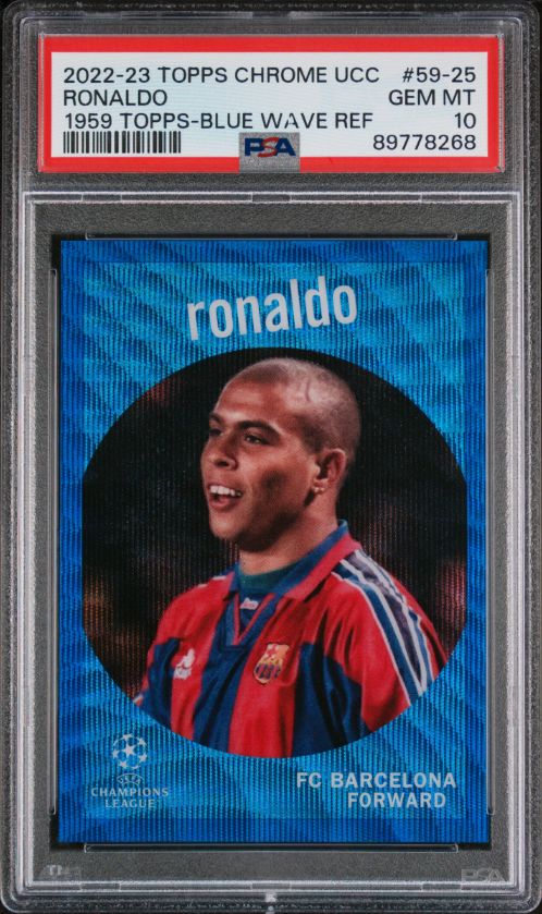 2022-23 Topps ChromeUCC Ronaldo 1959 Topps-Blue Wave Ref #59-25 PSA 10
