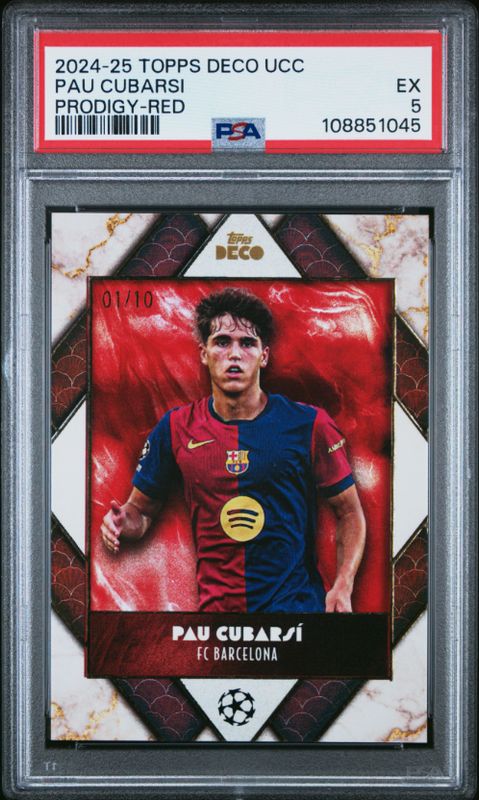 2024-25 Topps Deco UCC Pau Cubarsi Prodigy - Red PSA 5