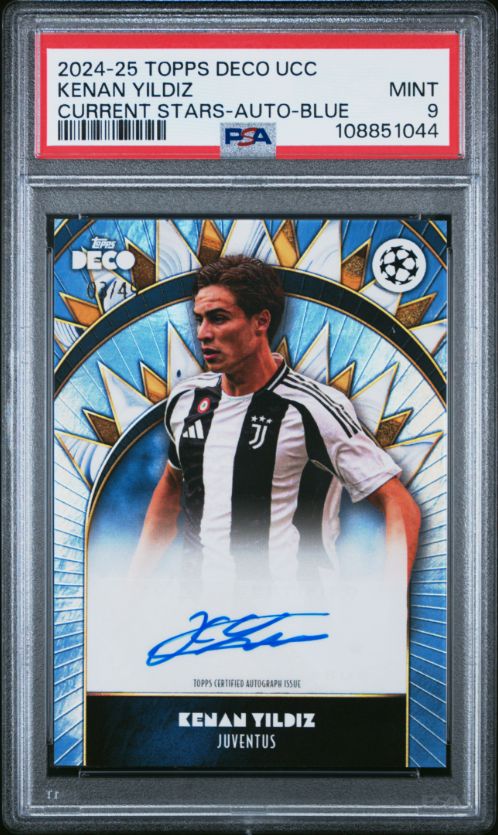 2024-25 Topps Deco UCC Kenan Yildiz Current Stars Auto Blue PSA 9