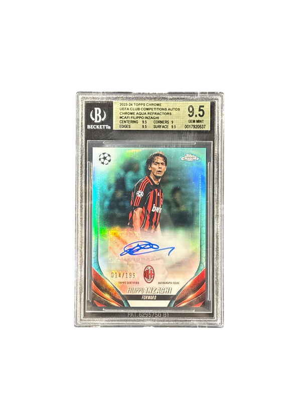 2023-24 Topps Chrome UCC Autographs #CAFI Filippo Inzaghi Aqua Refractors BGS 9.5