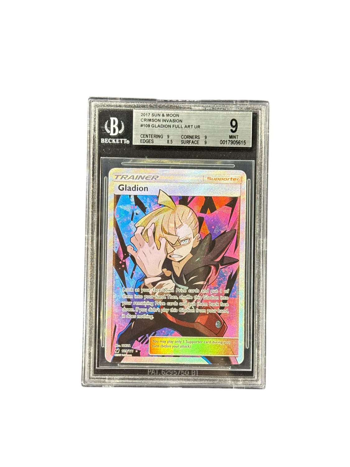 2017 S&amp;M Crimson Invasion #109 Gladion UR BGS 9