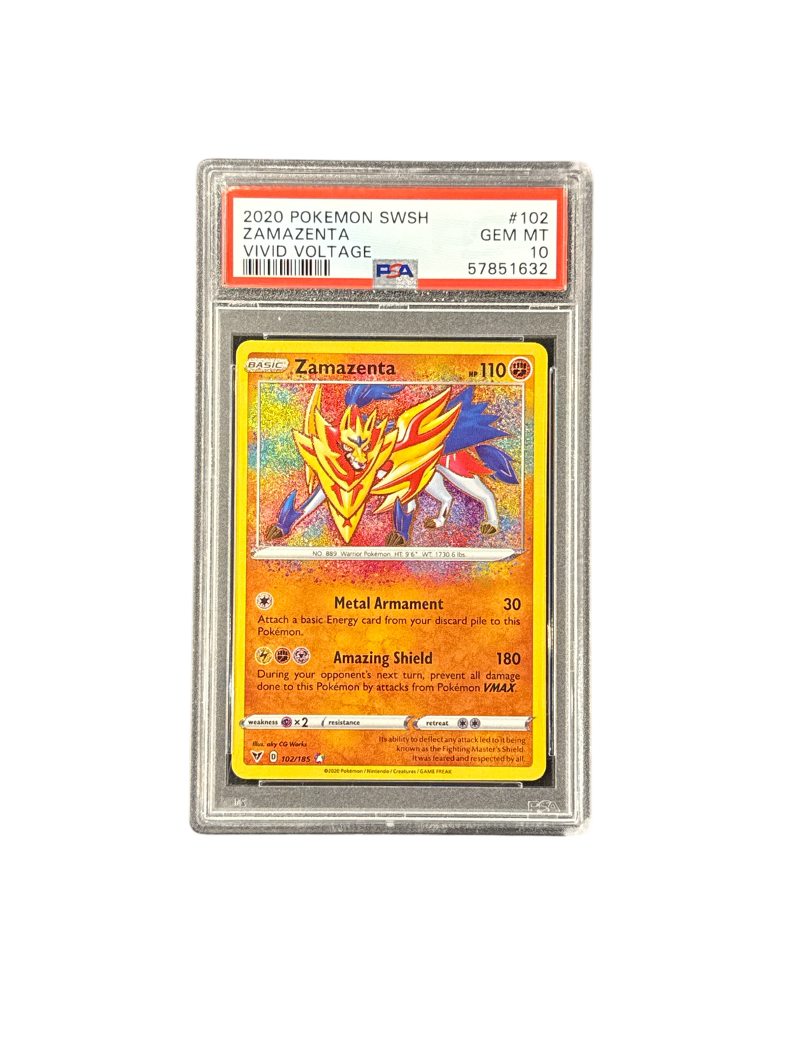2020 Pokemon SWSH Vivid Voltage #102 Zamazenta PSA 10
