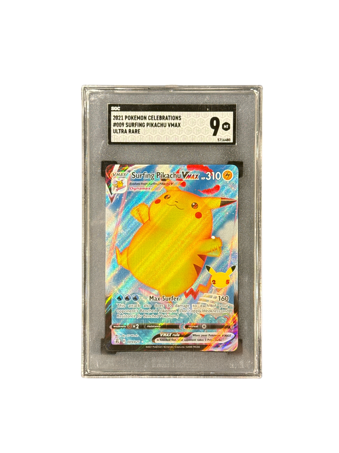 2021 Pokemon Celebrations #009 Surfing Pikachu Vmax UR SGC 9